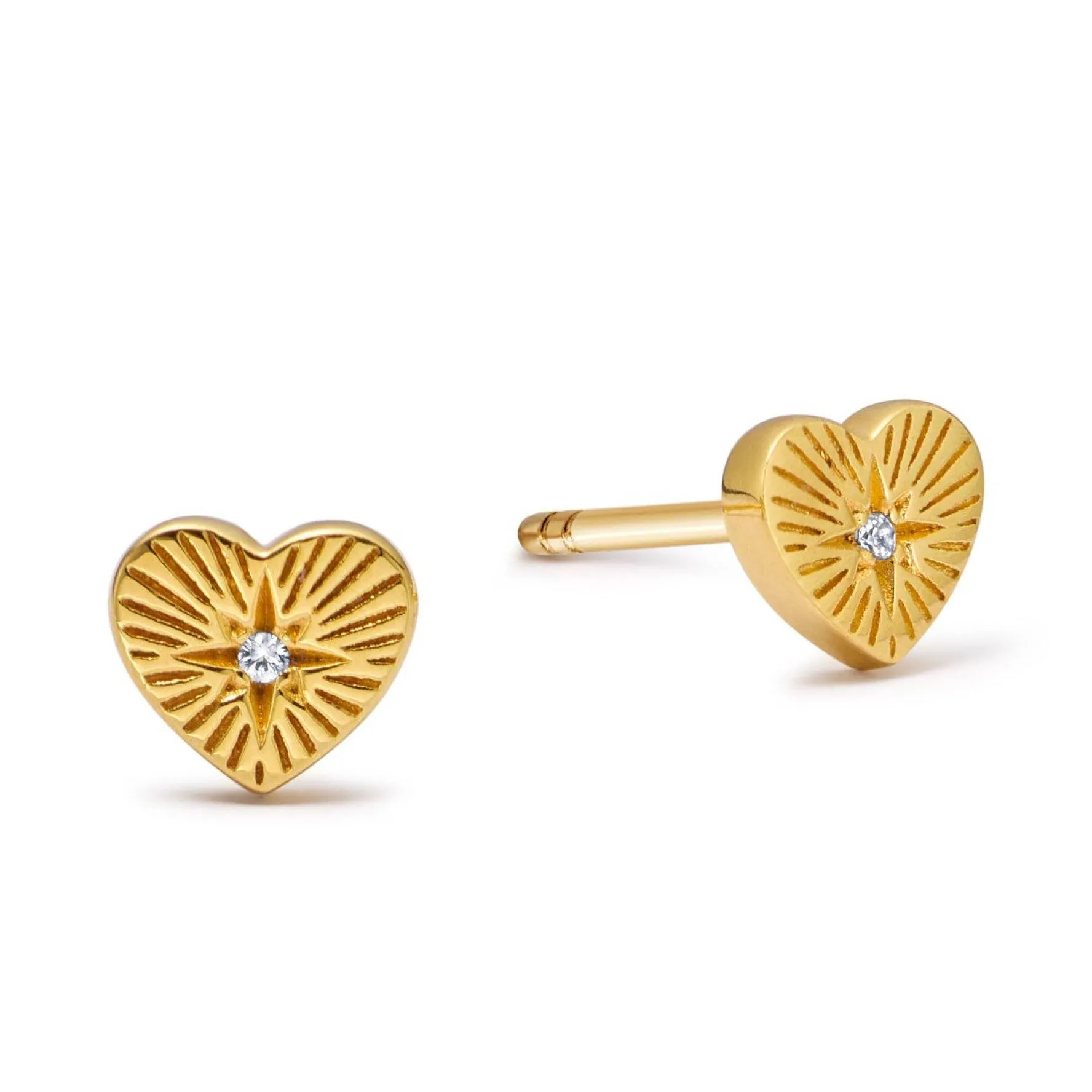 Astley Clarke Biography 18ct Yellow Gold Vermeil White Sapphire Heart Stud Earrings
