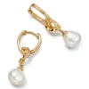 Astley Clarke Floe 18ct Yellow Gold Vermeil Freshwater Pearl Huggie Drop Earrings