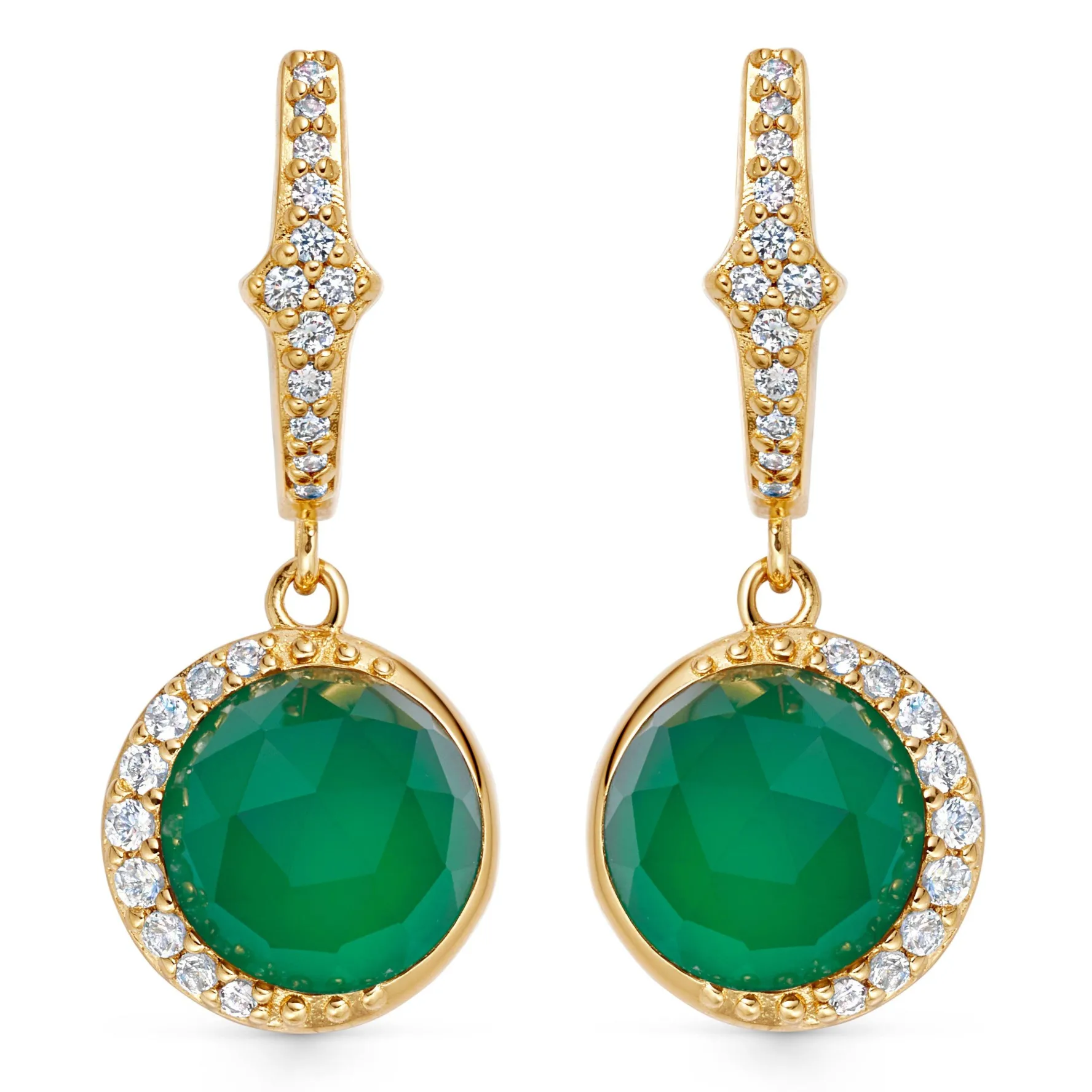 Astley Clarke Luna 18ct Yellow Gold Vermeil Green Chalcedony Hoop Earrings