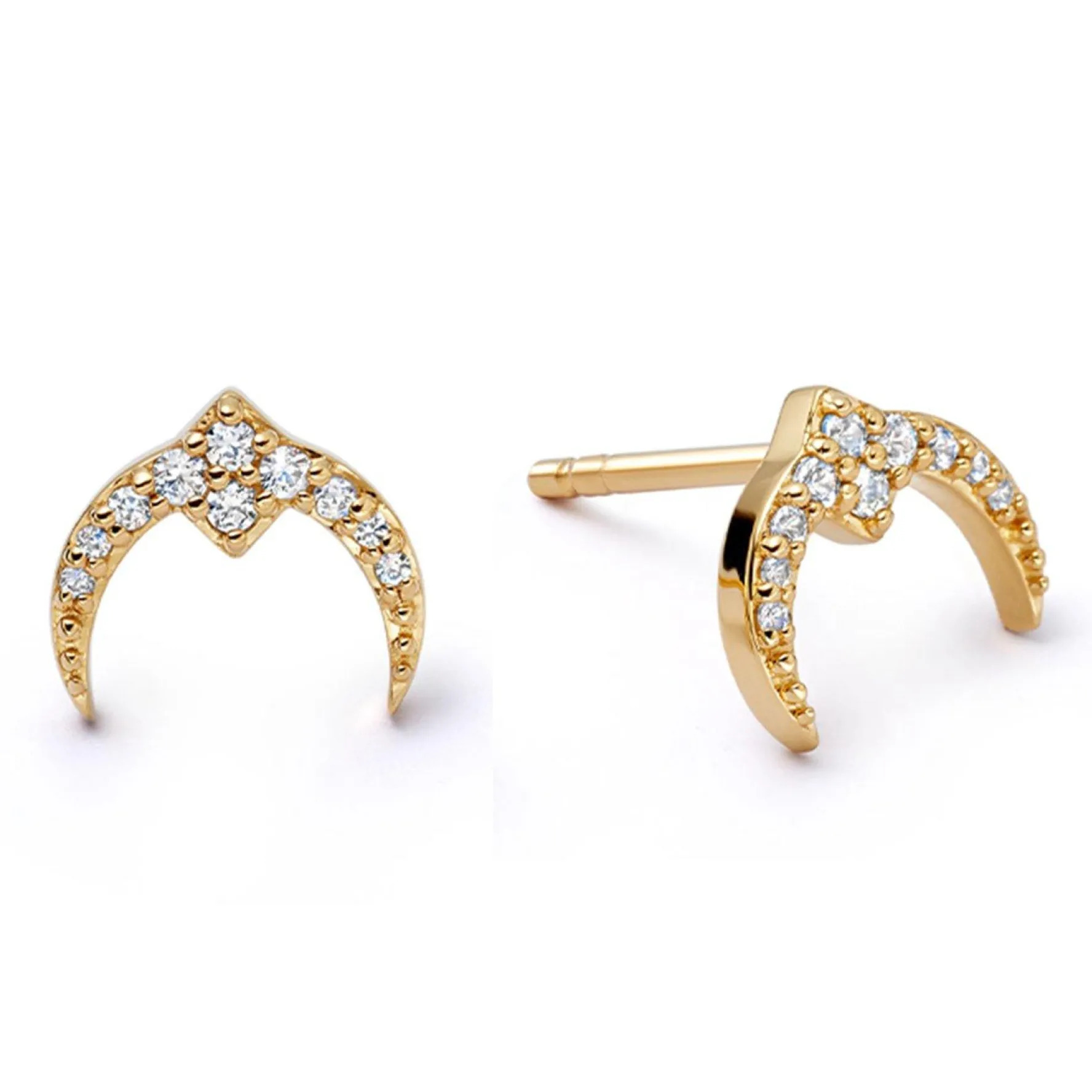 Astley Clarke Luna 18ct Yellow Gold Vermeil White Sapphire Stud Earrings