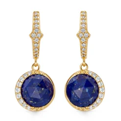 Astley Clarke Luna 18ct Yellow Gold Vermeil Blue Lapis Hoop Earrings
