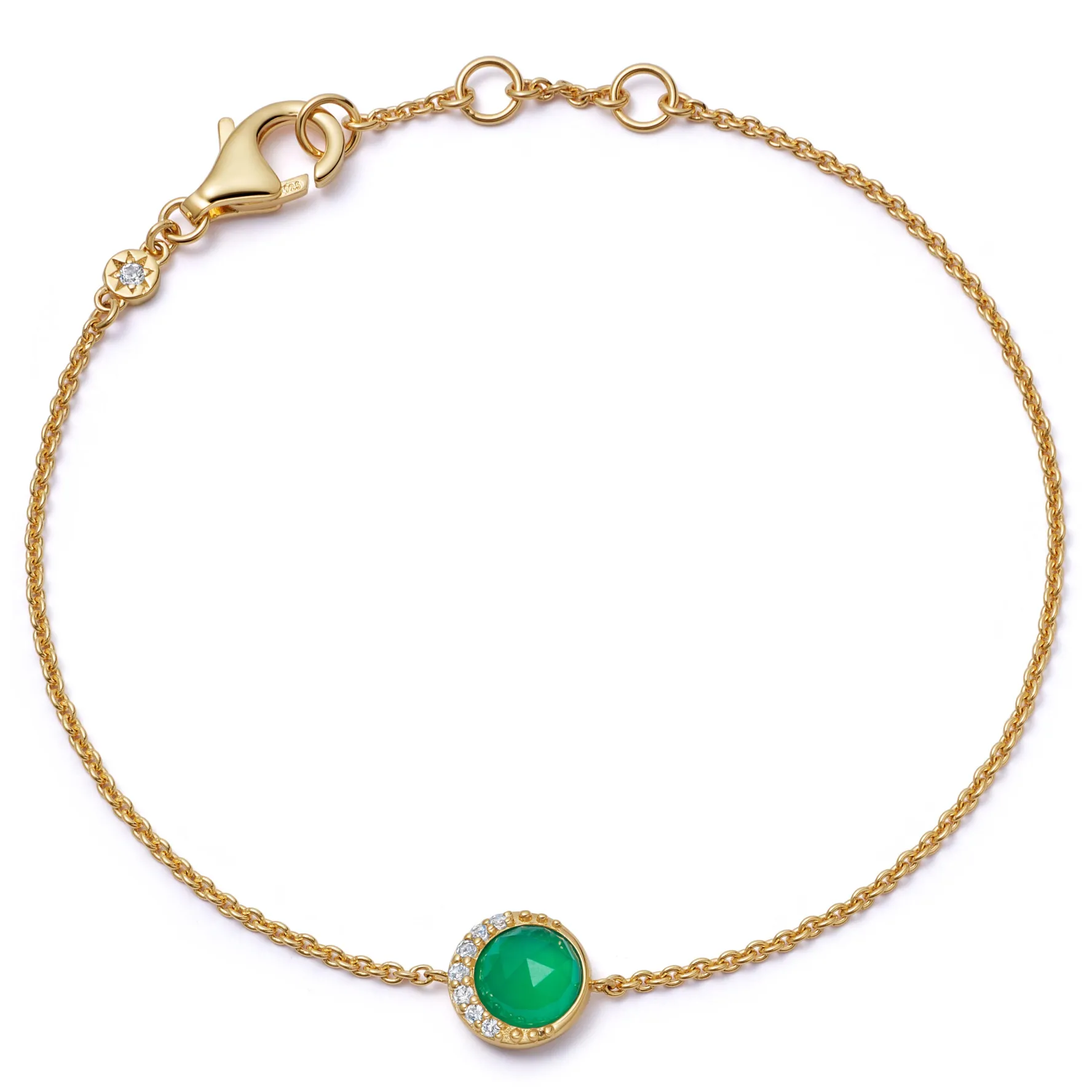 Astley Clarke Luna 18ct Yellow Gold Vermeil Green Chalcedony Bracelet