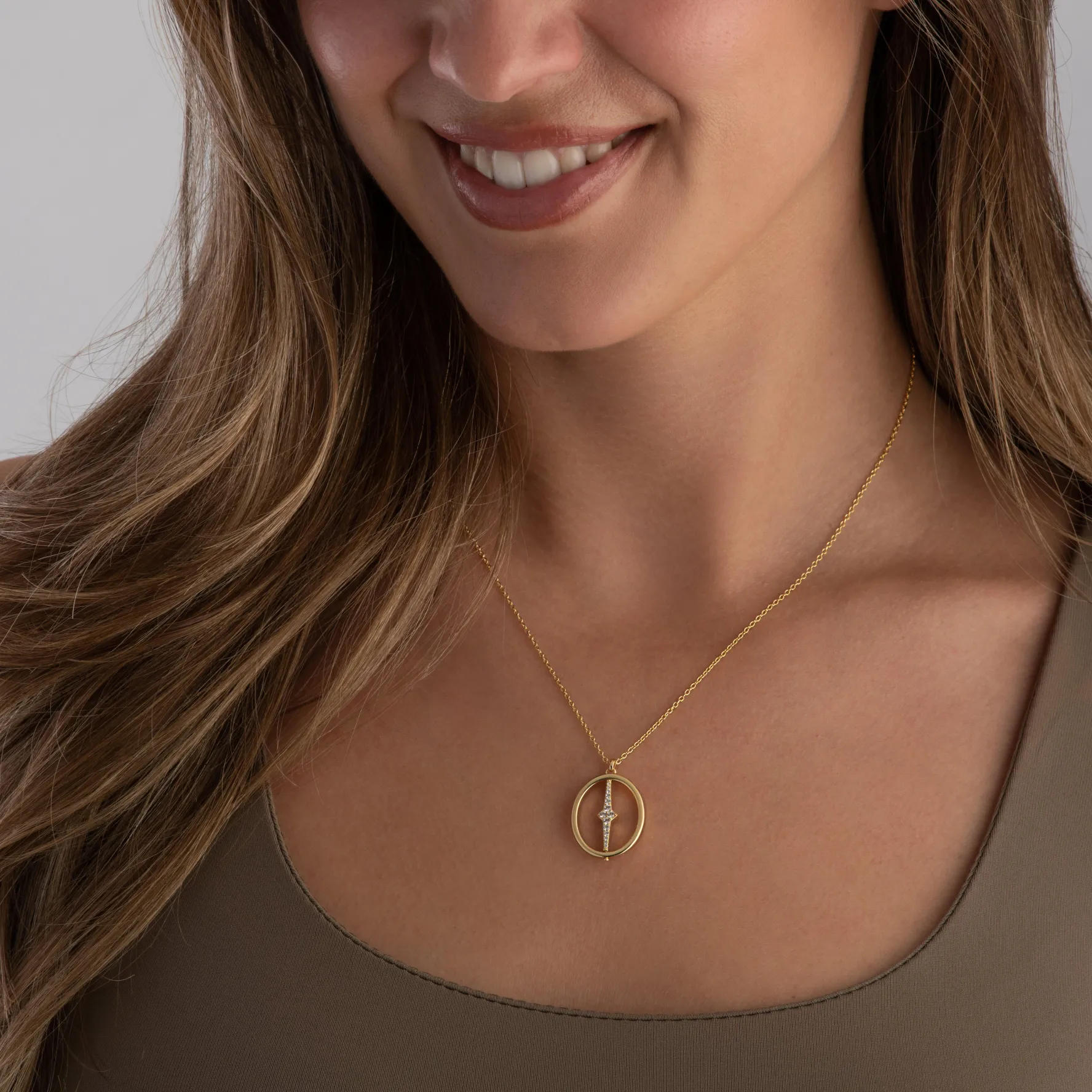 Astley Clarke Luna Light 18ct Yellow Gold Vermeil White Sapphire Spinning Orb Necklace