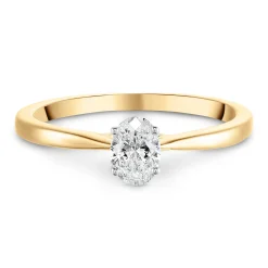 Beaverbrooks Beyond Brilliance 18ct Yellow Gold Oval Shaped Diamond Solitaire Ring