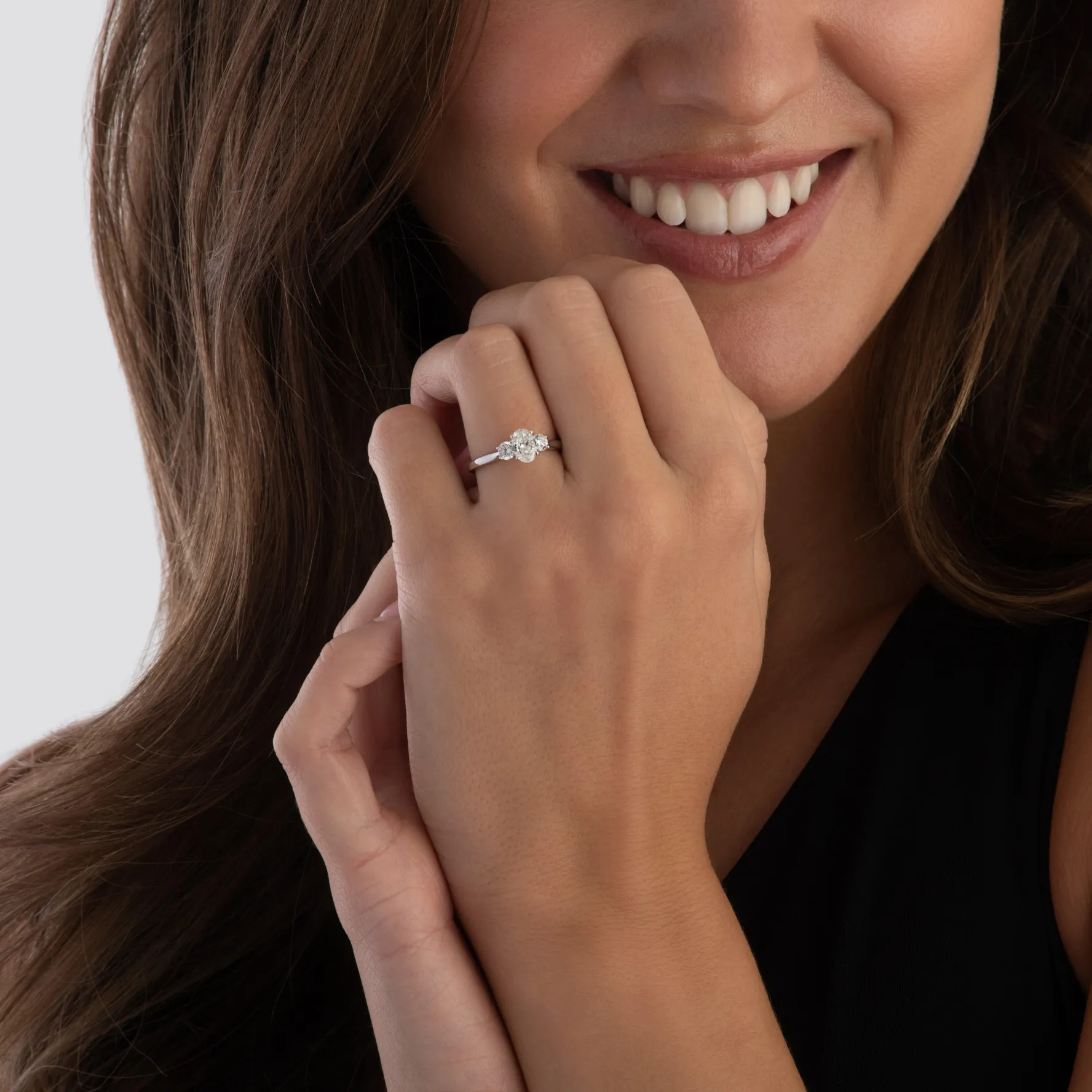 Beaverbrooks Beyond Brilliance 18ct White Gold Oval Shaped Diamond Three Stone Ring