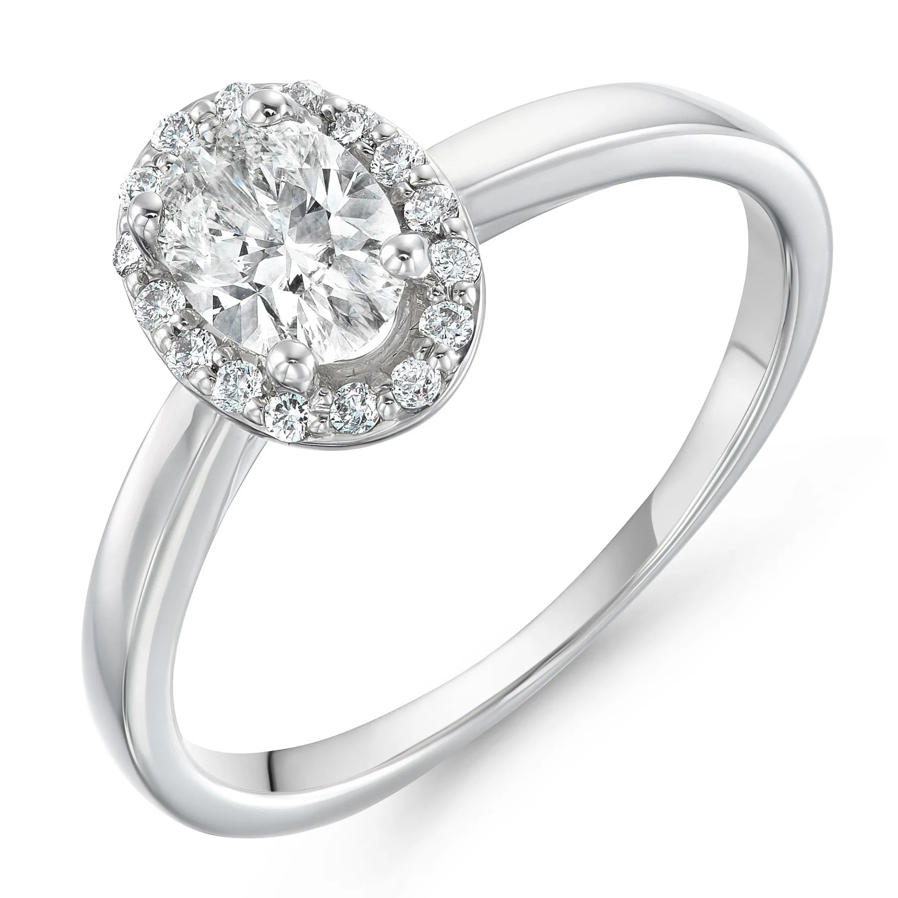 Beaverbrooks Beyond Brilliance 18ct White Gold Oval Shaped Diamond Halo Ring