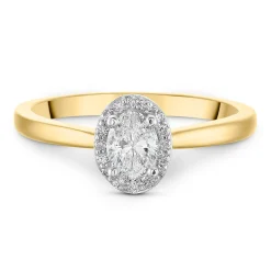 Beaverbrooks Beyond Brilliance 18ct Yellow Gold Oval Shaped Diamond Halo Ring