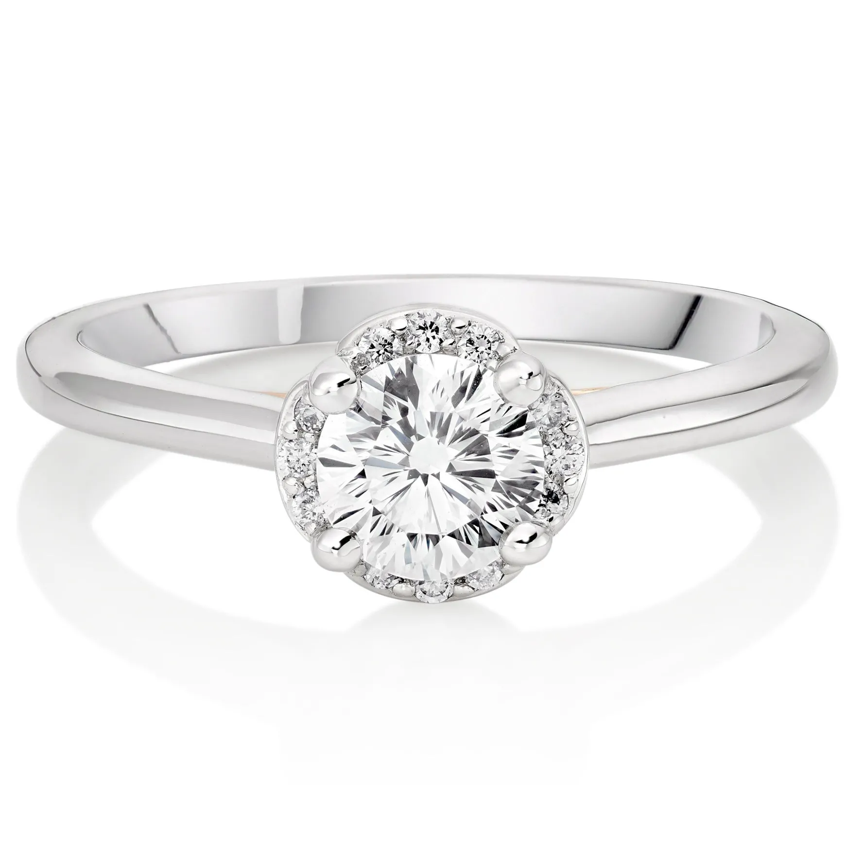 Beaverbrooks Beyond Brilliance 18ct White Gold and Rose Gold Diamond Halo Solitaire Ring