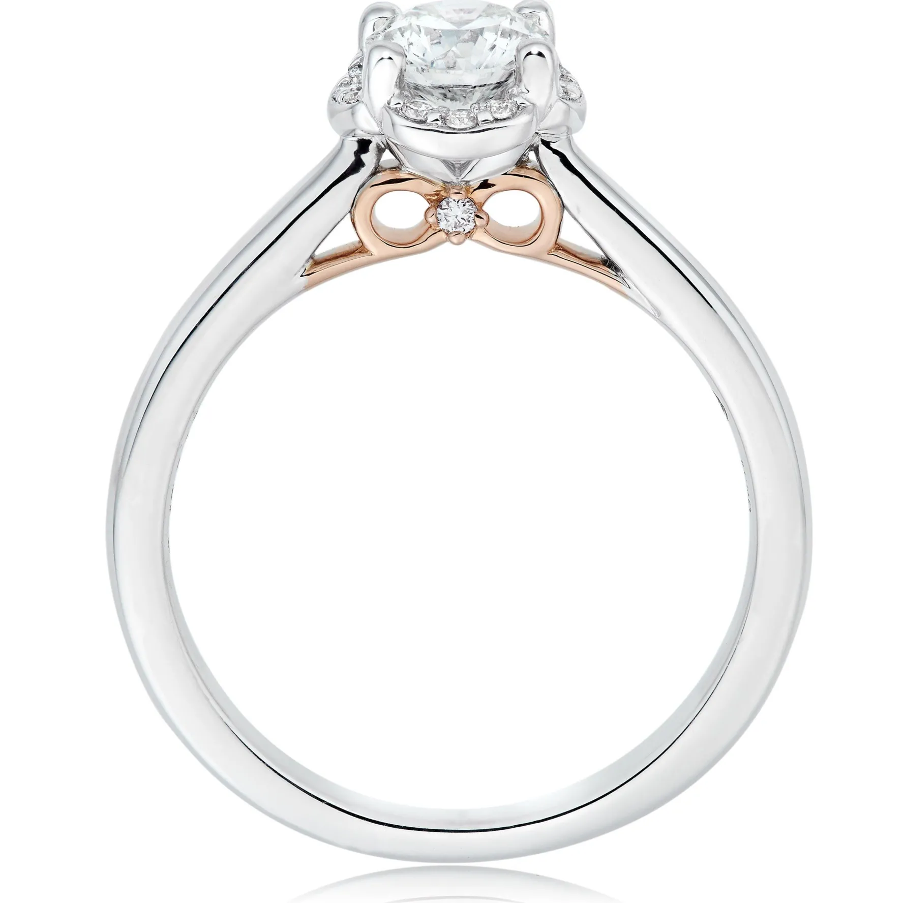 Beaverbrooks Beyond Brilliance 18ct White Gold and Rose Gold Diamond Halo Solitaire Ring