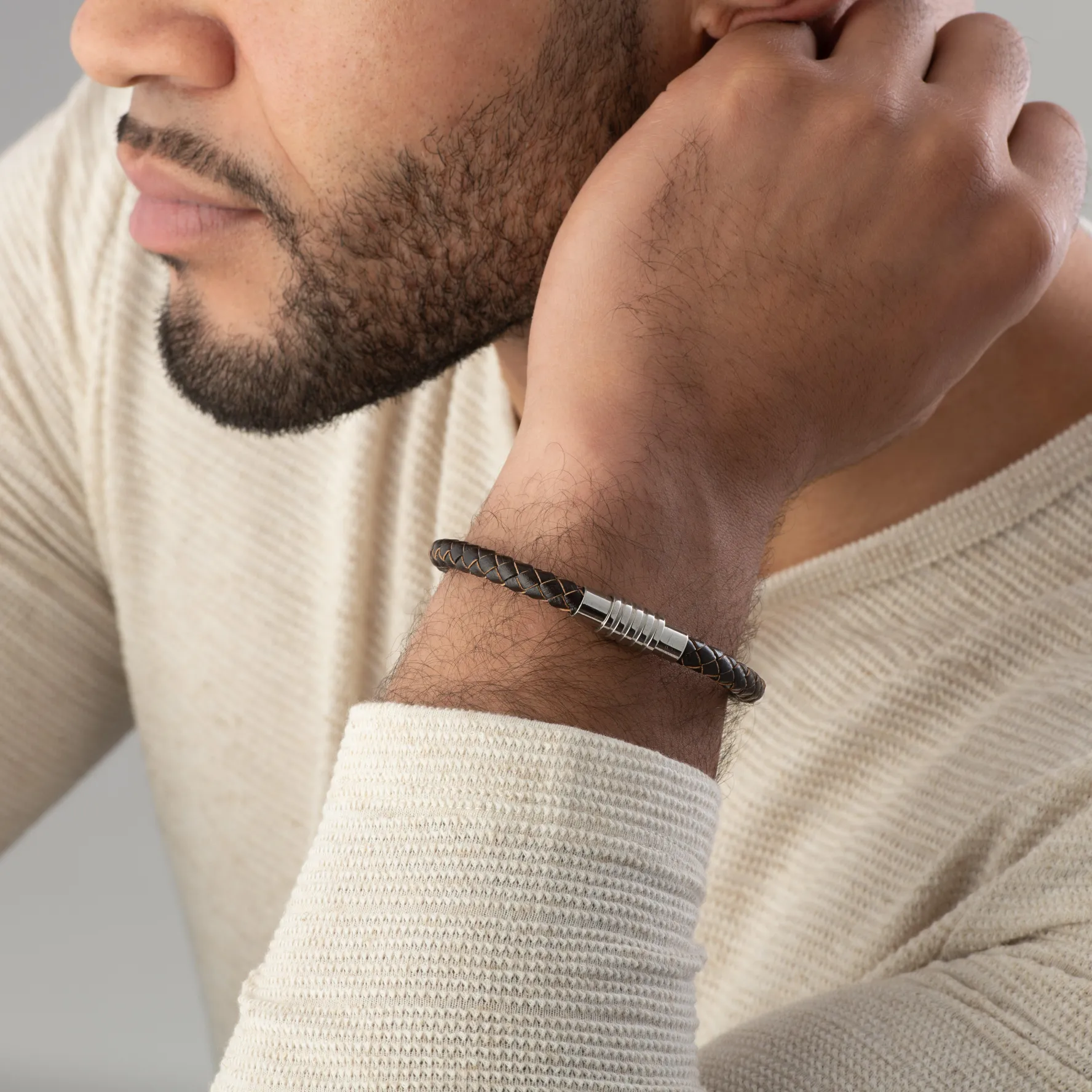 Beaverbrooks Brown Leather Men's Bracelet