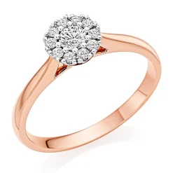 Beaverbrooks 18ct Rose Gold Diamond Halo Ring
