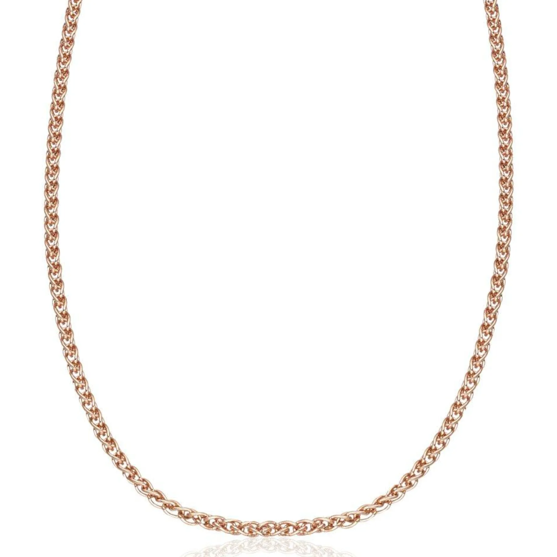 Beaverbrooks 18ct Rose Gold Plated Silver Spiga Chain 45cm