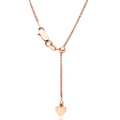 Beaverbrooks 18ct Rose Gold Plated Silver Spiga Adjustable Chain 50cm