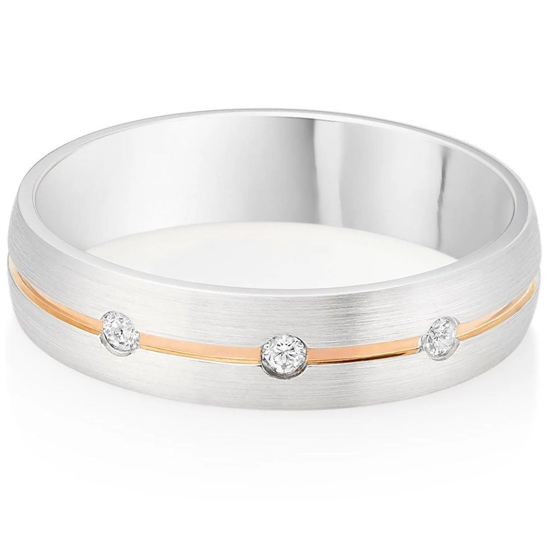 Beaverbrooks 9ct White and Rose Gold Diamond 5mm Men's Wedding Ring