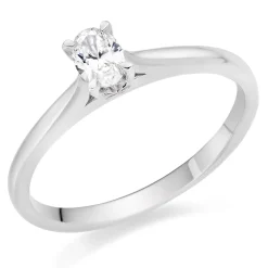 Beaverbrooks 18ct White and Rose Gold Diamond Oval Cut Ring