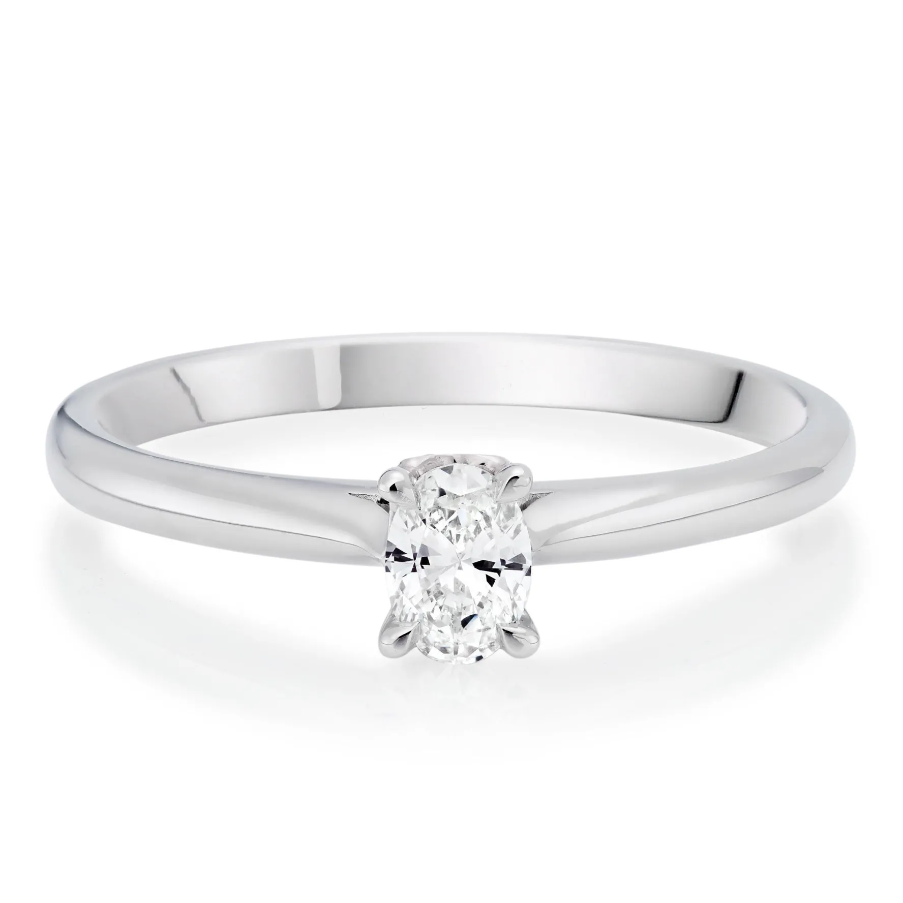 Beaverbrooks 18ct White and Rose Gold Diamond Oval Cut Ring