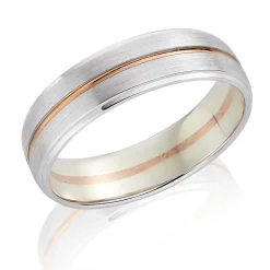 Beaverbrooks 9ct White and Rose Gold 6mm Men's Wedding Ring