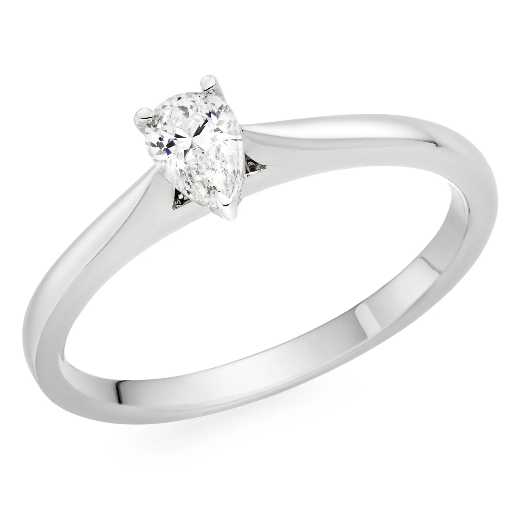 Beaverbrooks 18ct White and Rose Gold Diamond Pear Shaped Solitaire Ring
