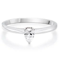 Beaverbrooks 18ct White and Rose Gold Diamond Pear Shaped Solitaire Ring