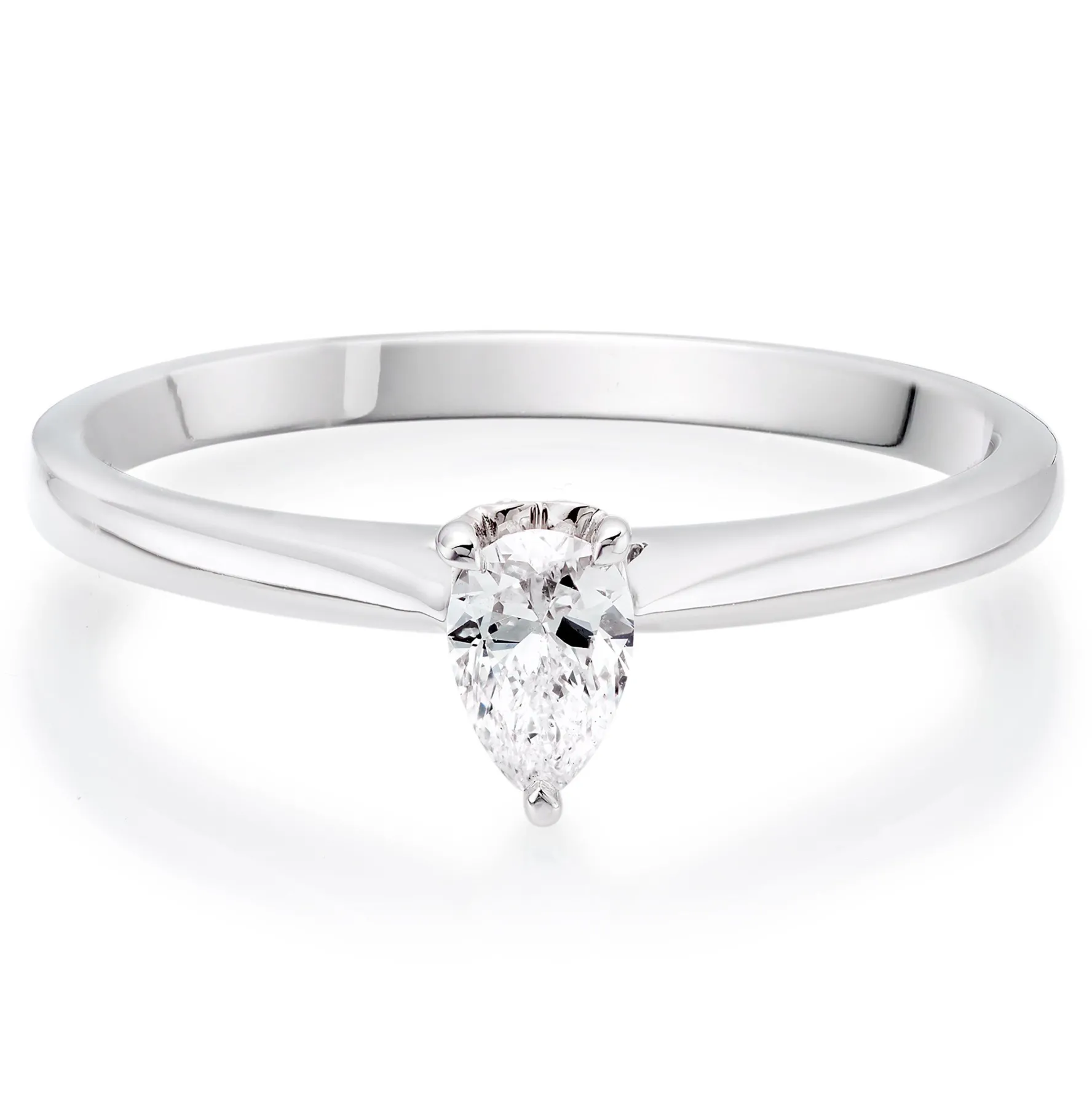 Beaverbrooks 18ct White and Rose Gold Diamond Pear Shaped Solitaire Ring