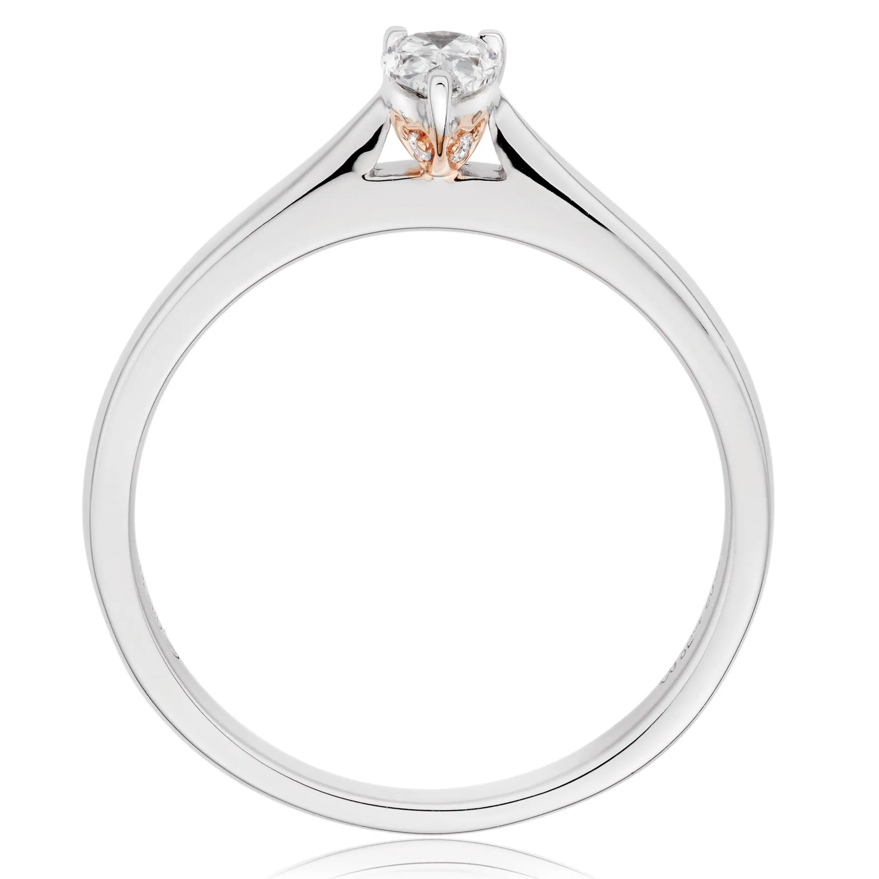 Beaverbrooks 18ct White and Rose Gold Diamond Pear Shaped Solitaire Ring