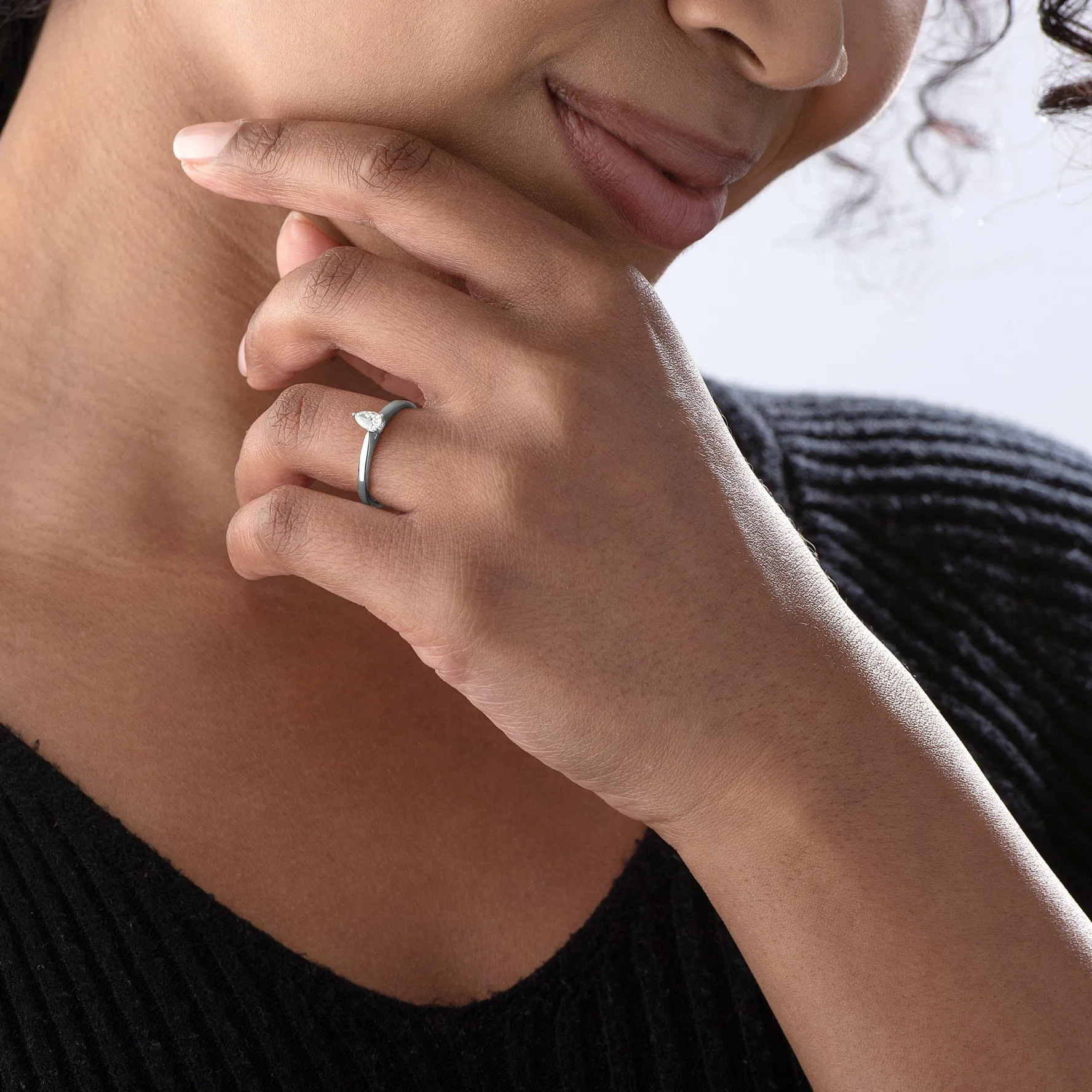 Beaverbrooks 18ct White and Rose Gold Diamond Pear Shaped Solitaire Ring