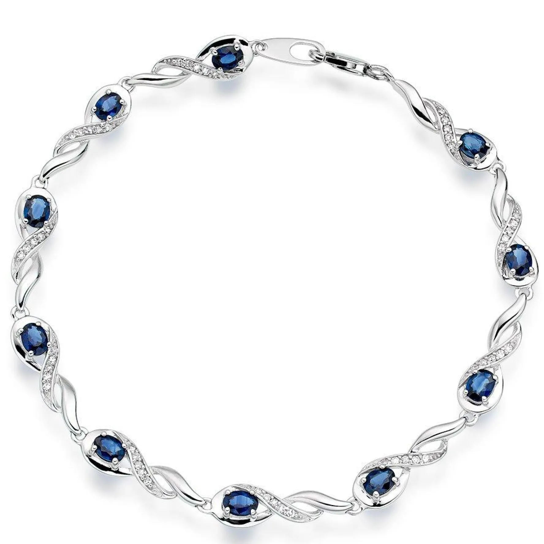 Beaverbrooks 9ct White Gold Diamond Sapphire Bracelet