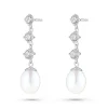 Beaverbrooks 9ct White Gold Cubic Zirconia Freshwater Cultured Pearl Drop Earrings
