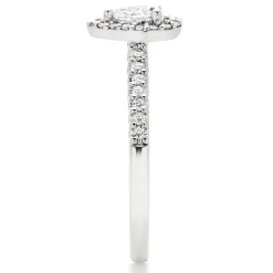 Beaverbrooks 18ct White Gold Diamond Pear Shaped Halo Engagement Ring