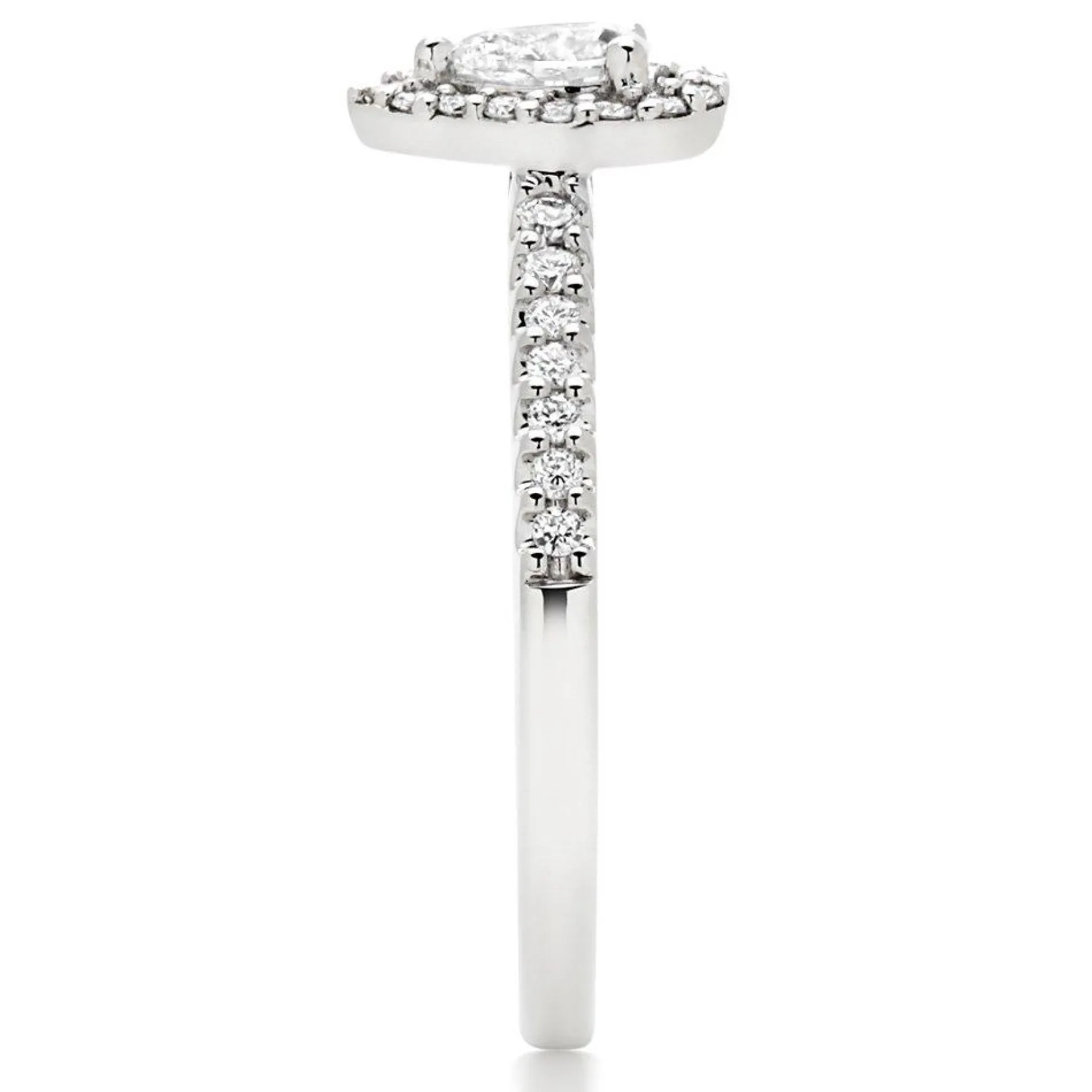 Beaverbrooks 18ct White Gold Diamond Pear Shaped Halo Engagement Ring