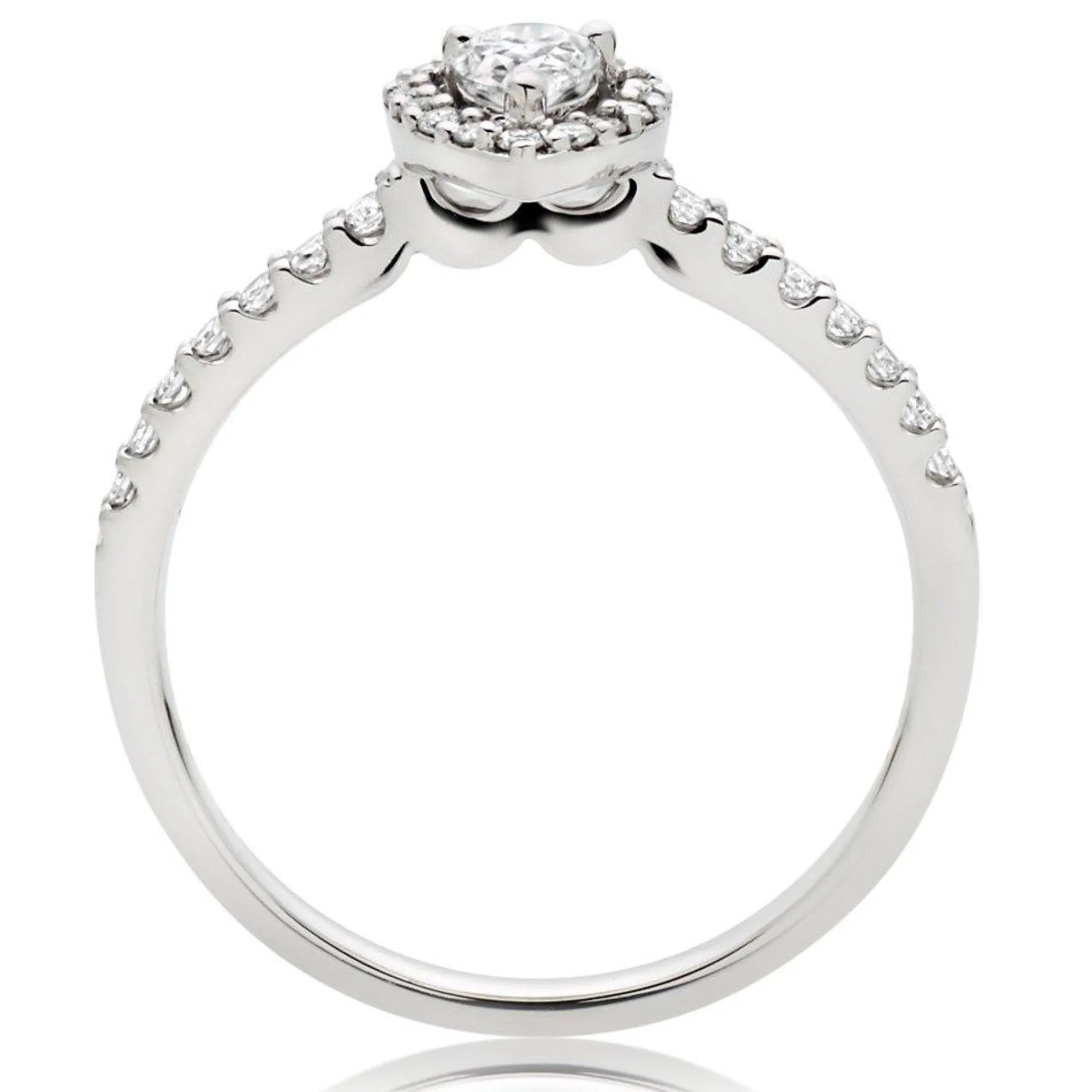 Beaverbrooks 18ct White Gold Diamond Pear Shaped Halo Engagement Ring