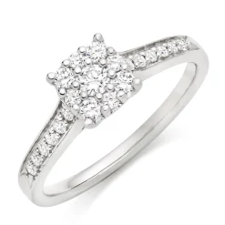 Beaverbrooks 9ct White Gold Diamond Cluster Engagement Ring