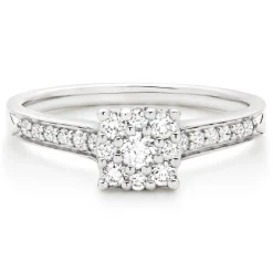 Beaverbrooks 9ct White Gold Diamond Cluster Engagement Ring