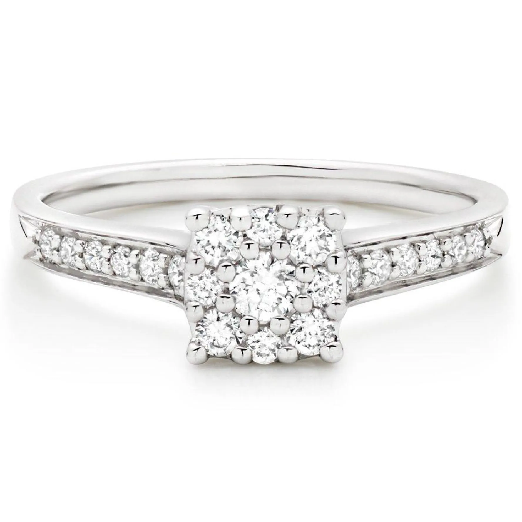 Beaverbrooks 9ct White Gold Diamond Cluster Engagement Ring