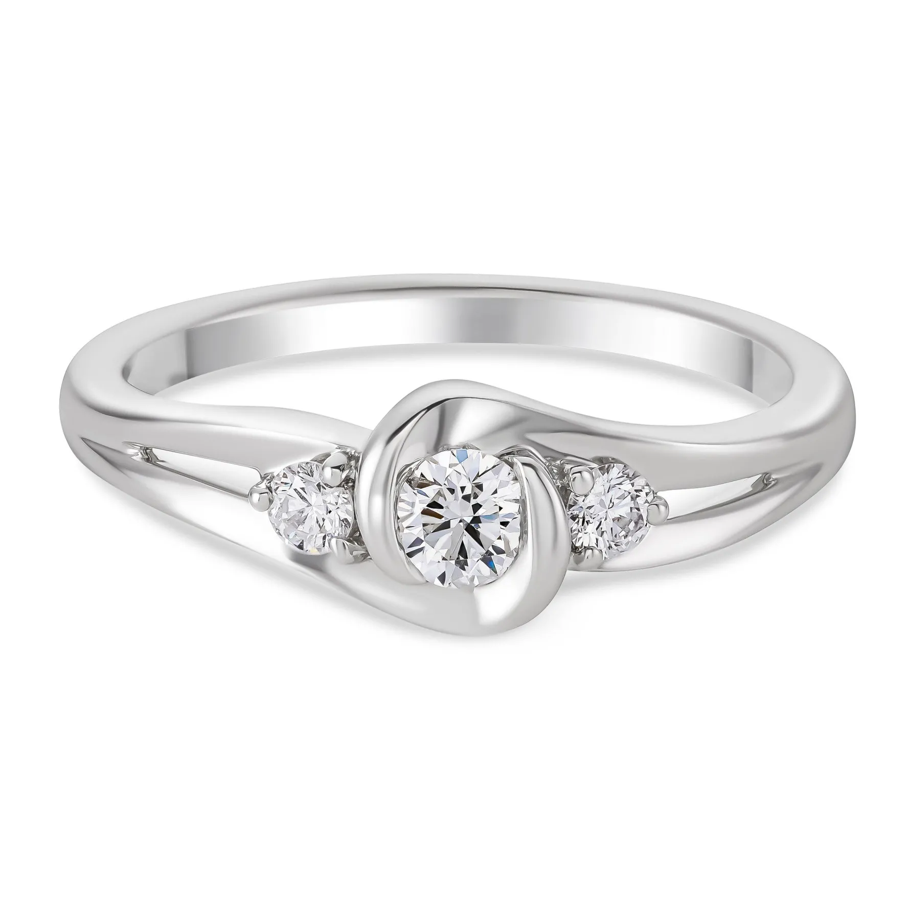 Beaverbrooks 9ct White Gold Diamond Three Stone Engagement Ring