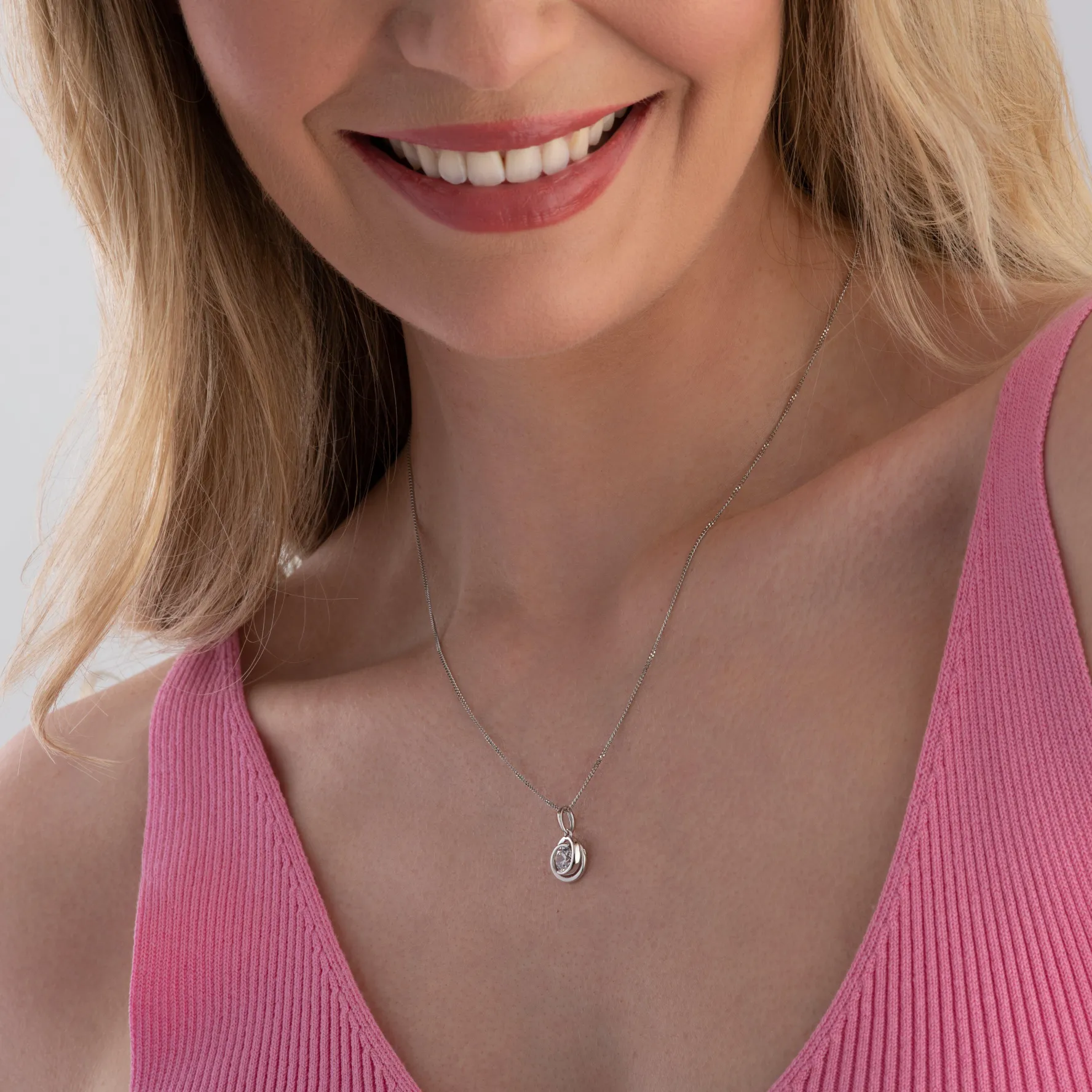 Beaverbrooks 9ct White Gold Cubic Zirconia Pendant