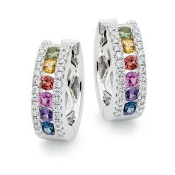 Beaverbrooks 18ct White Gold Sapphire Diamond Earrings