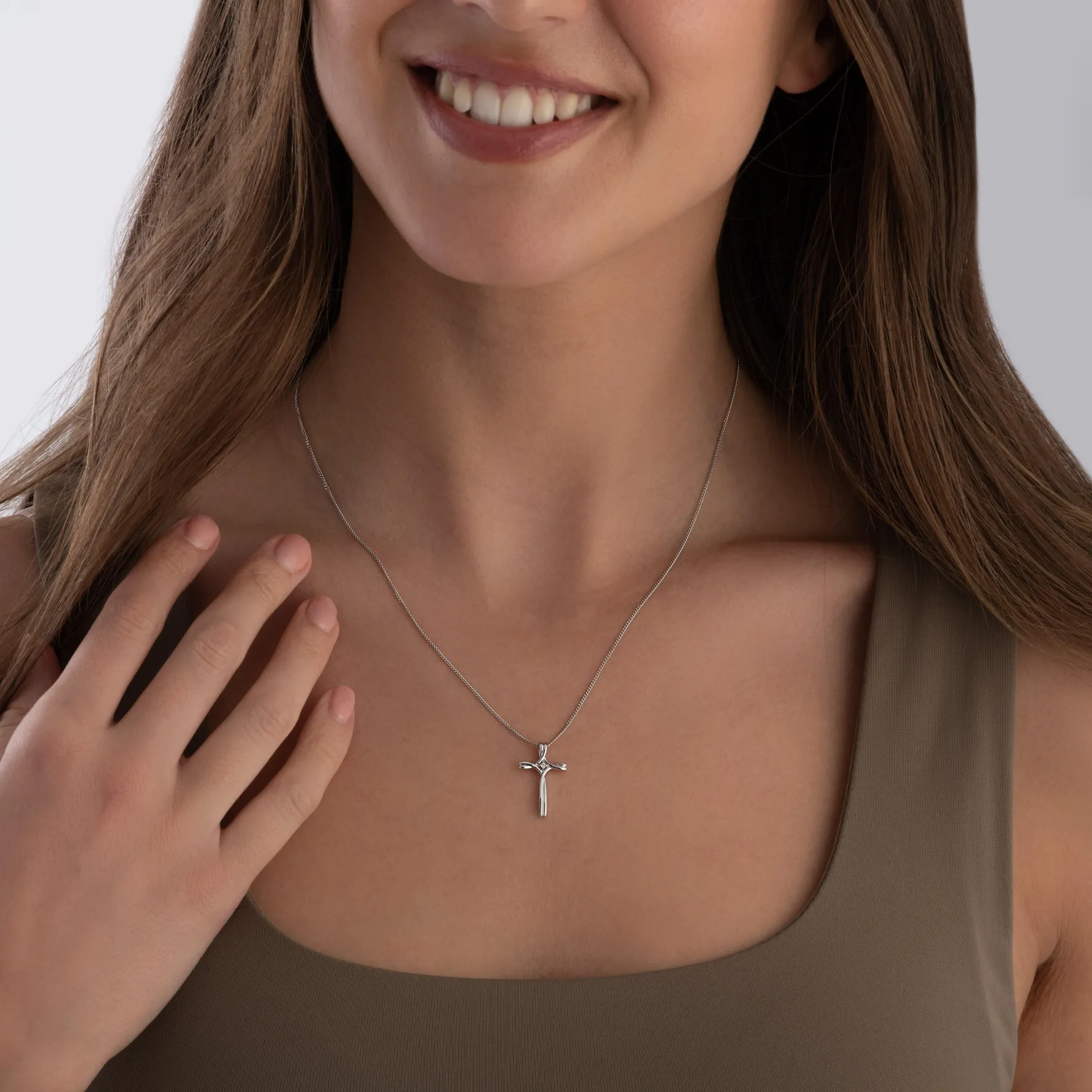 Beaverbrooks 9ct White Gold Diamond Cross Pendant