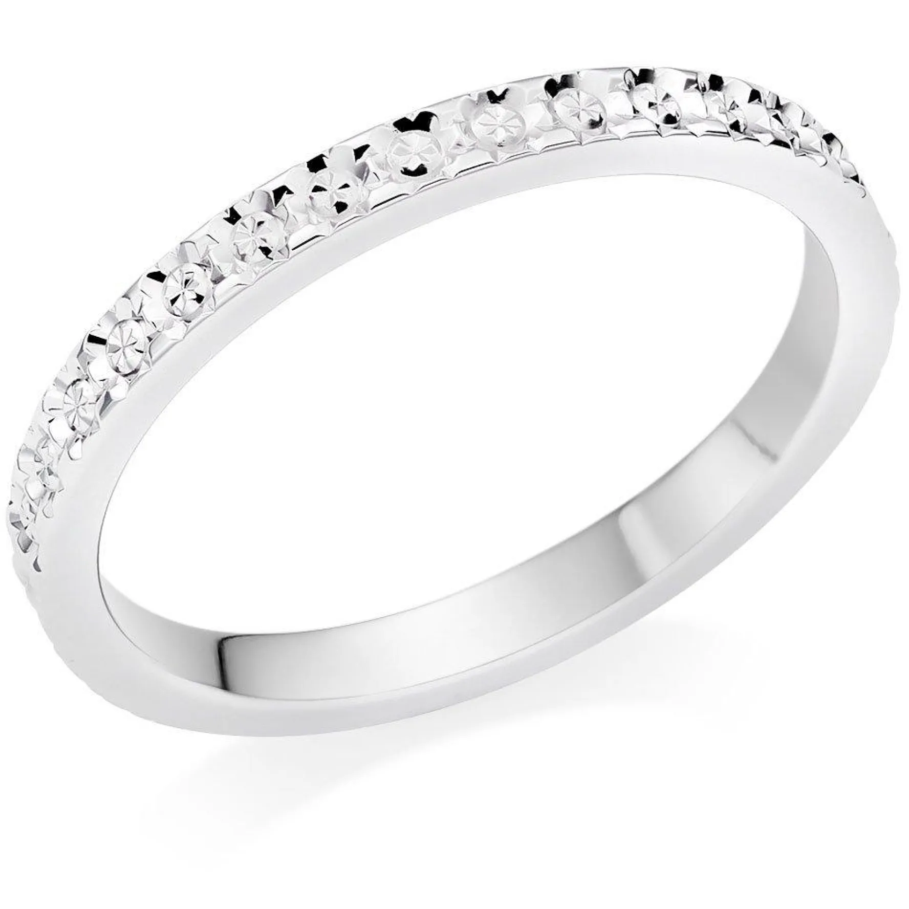 Beaverbrooks 9ct White Gold 2mm Sparkle Cut Wedding Ring