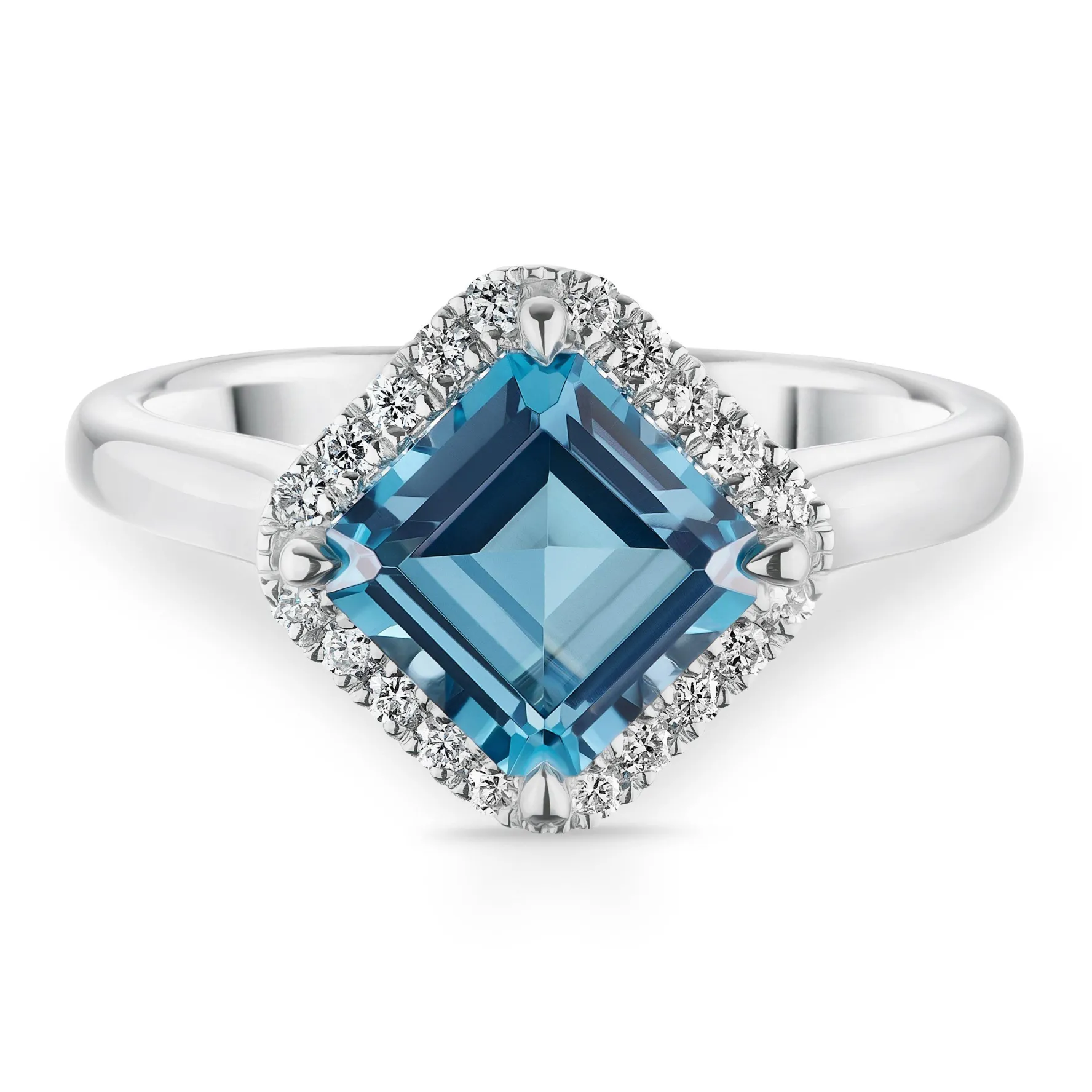 Beaverbrooks 9ct White Gold Diamond Blue Topaz Ring
