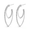 Beaverbrooks 9ct White Gold Crystal Double Hoop Earrings