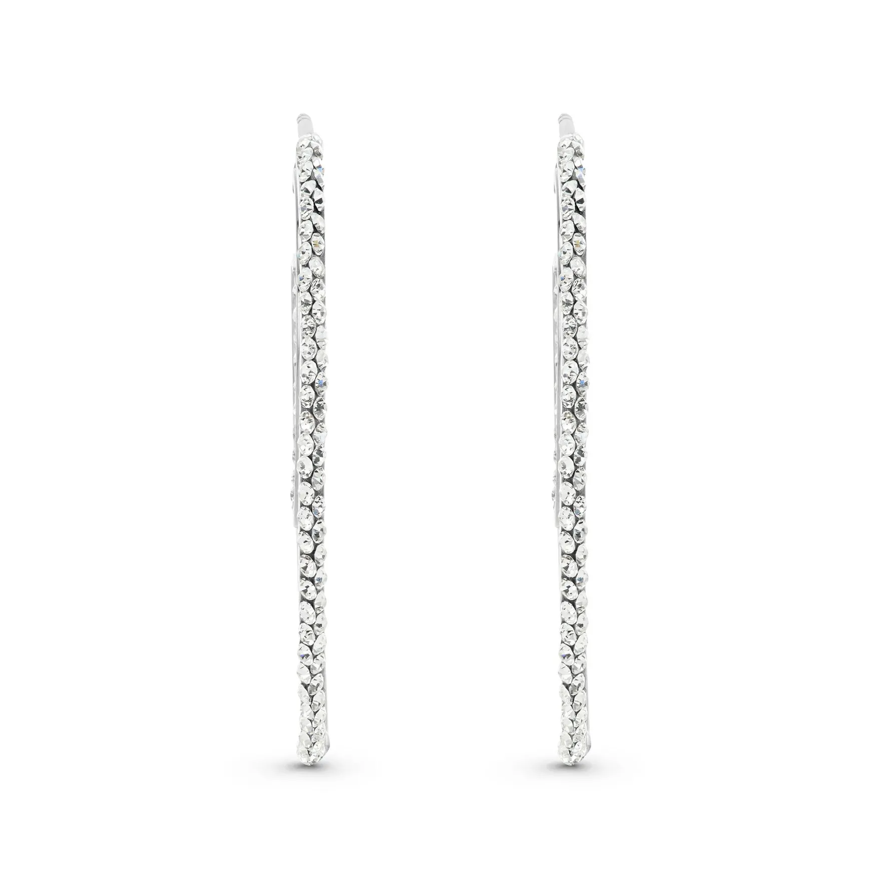 Beaverbrooks 9ct White Gold Crystal Double Hoop Earrings