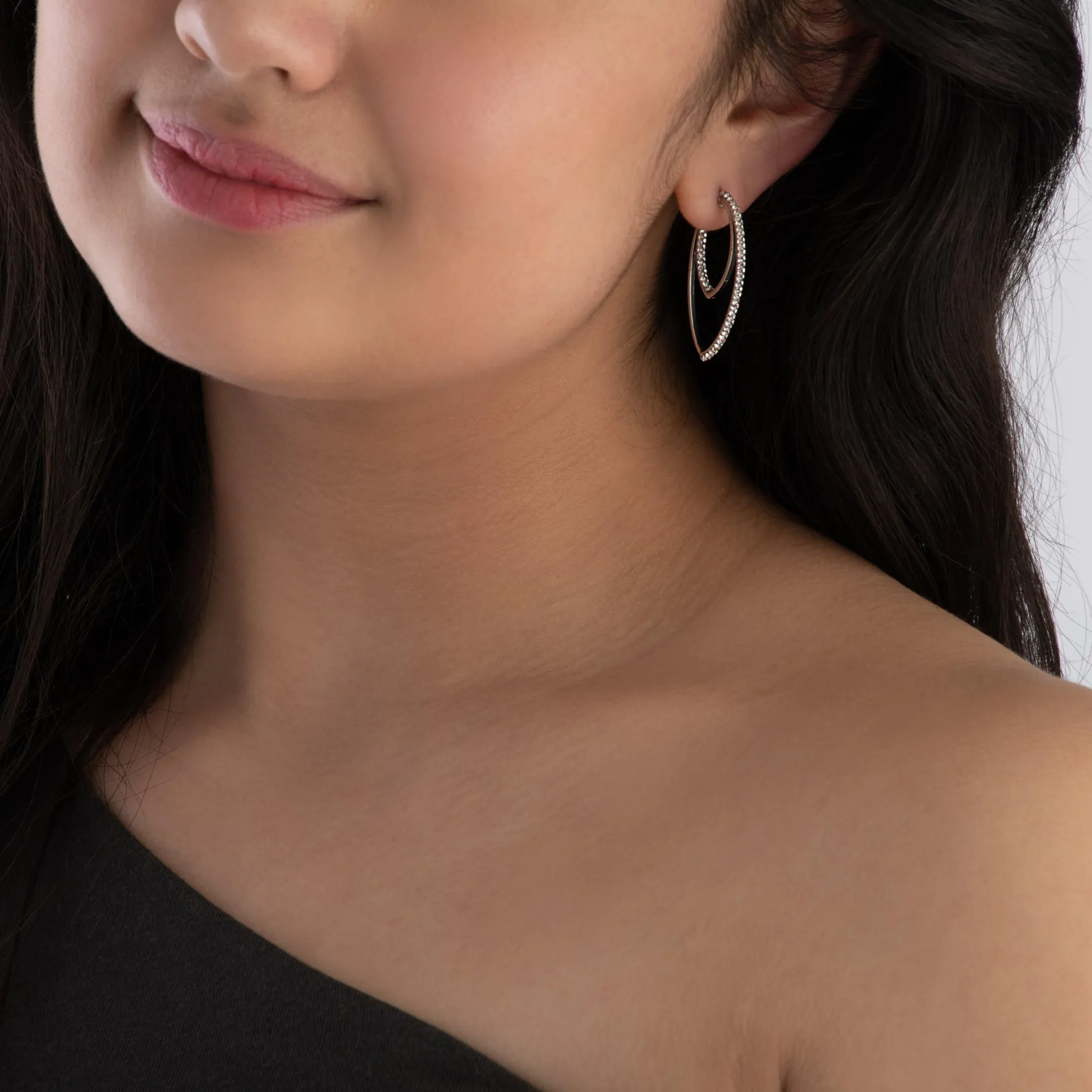 Beaverbrooks 9ct White Gold Crystal Double Hoop Earrings