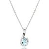 Beaverbrooks 9ct White Gold Diamond Aquamarine Pendant