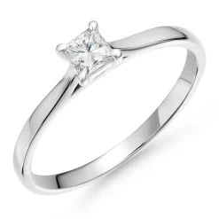 Beaverbrooks 9ct White Gold Princess Diamond Solitaire Ring