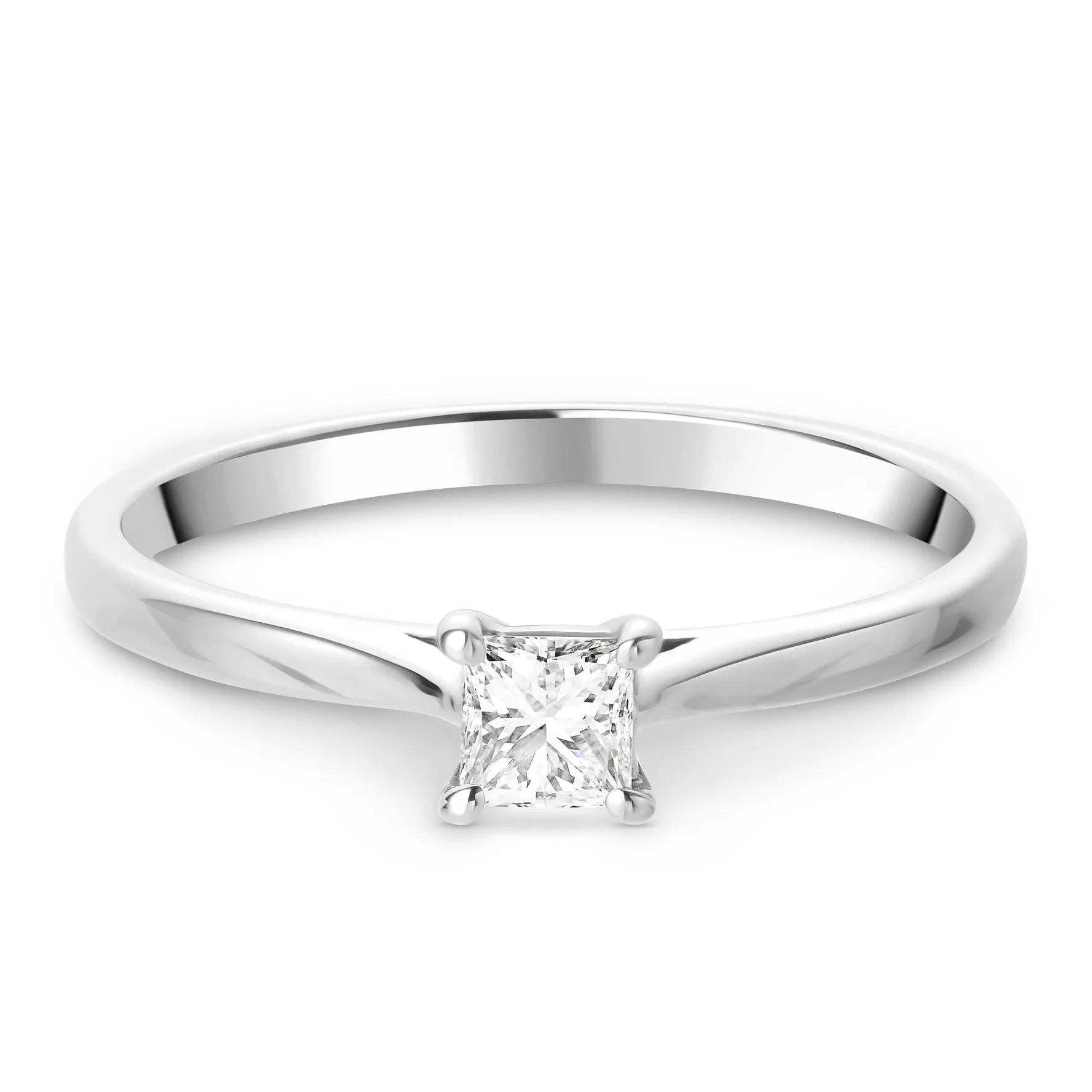 Beaverbrooks 9ct White Gold Princess Diamond Solitaire Ring