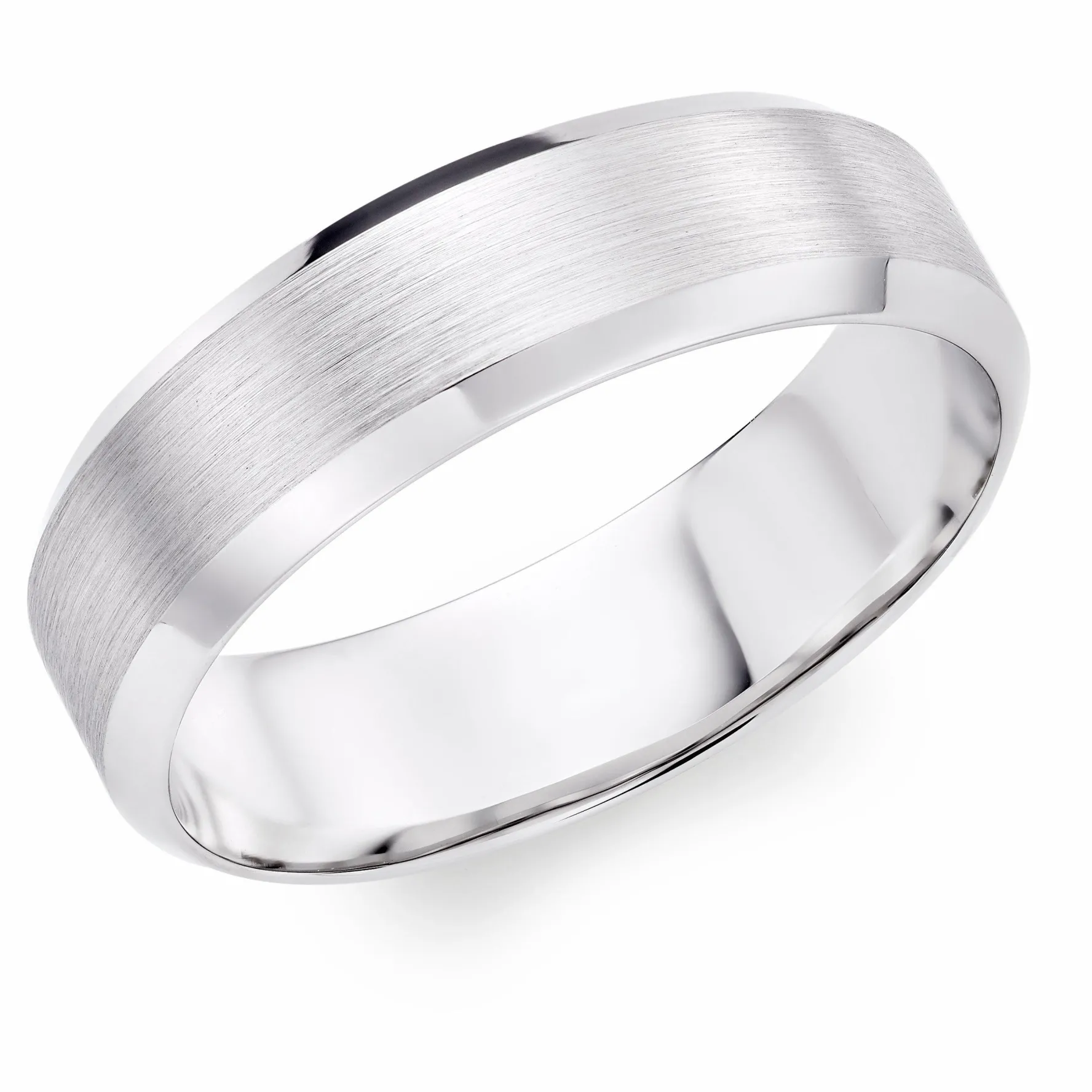 Beaverbrooks 9ct White Gold 6mm Men's Wedding Ring