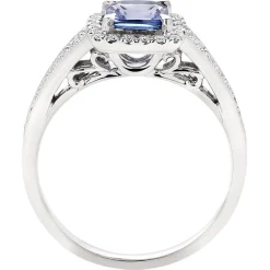 Beaverbrooks 18ct White Gold Diamond Tanzanite Halo Ring