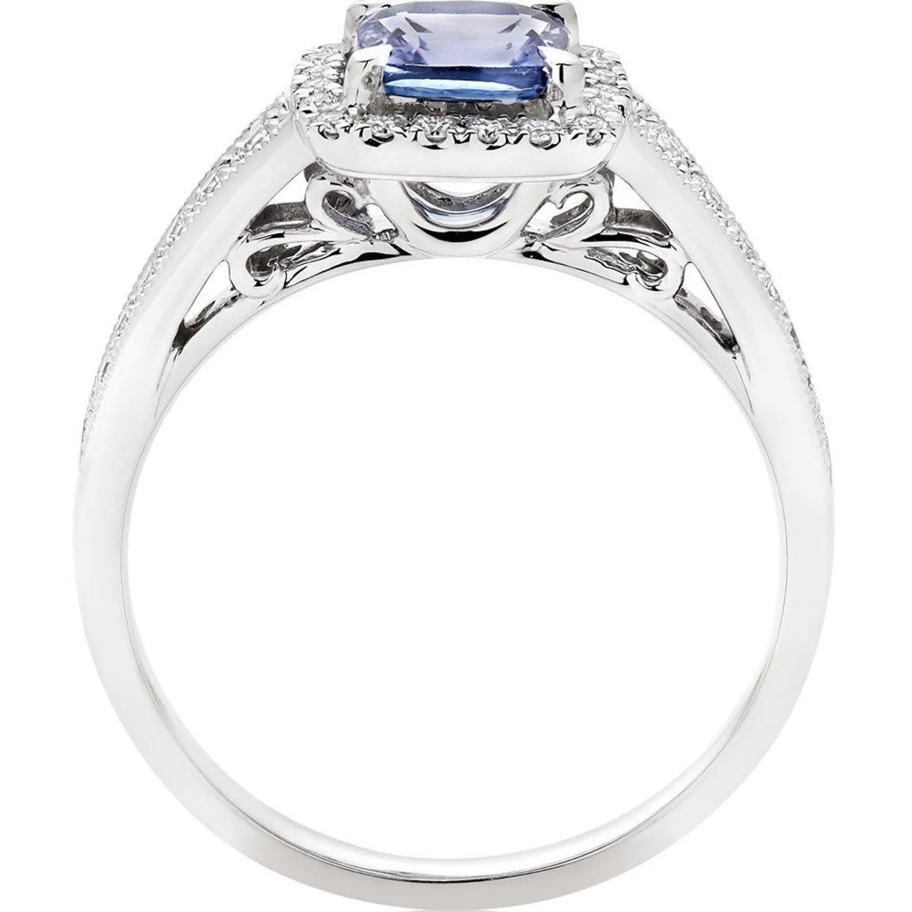 Beaverbrooks 18ct White Gold Diamond Tanzanite Halo Ring
