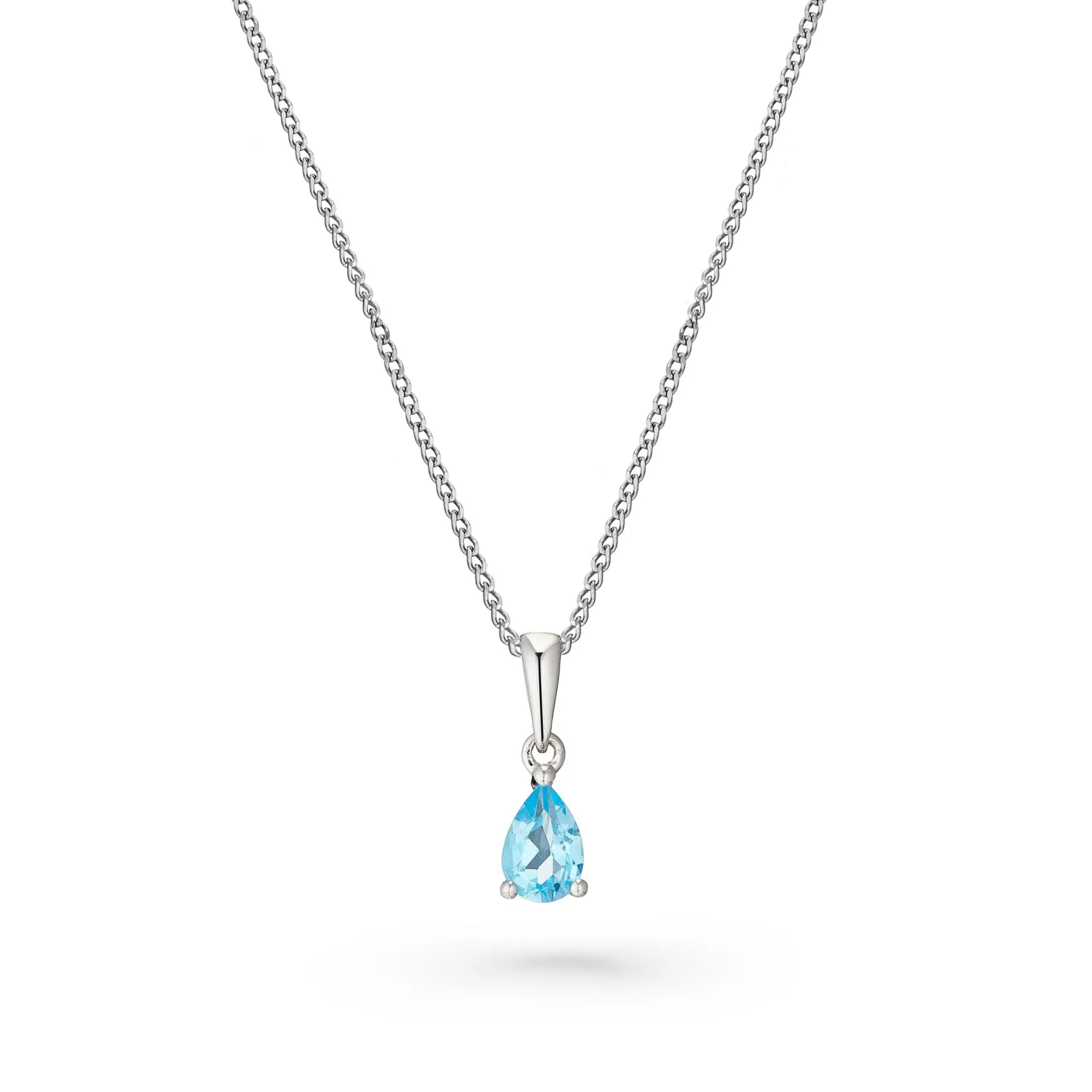 Beaverbrooks 9ct White Gold Blue Topaz Pendant
